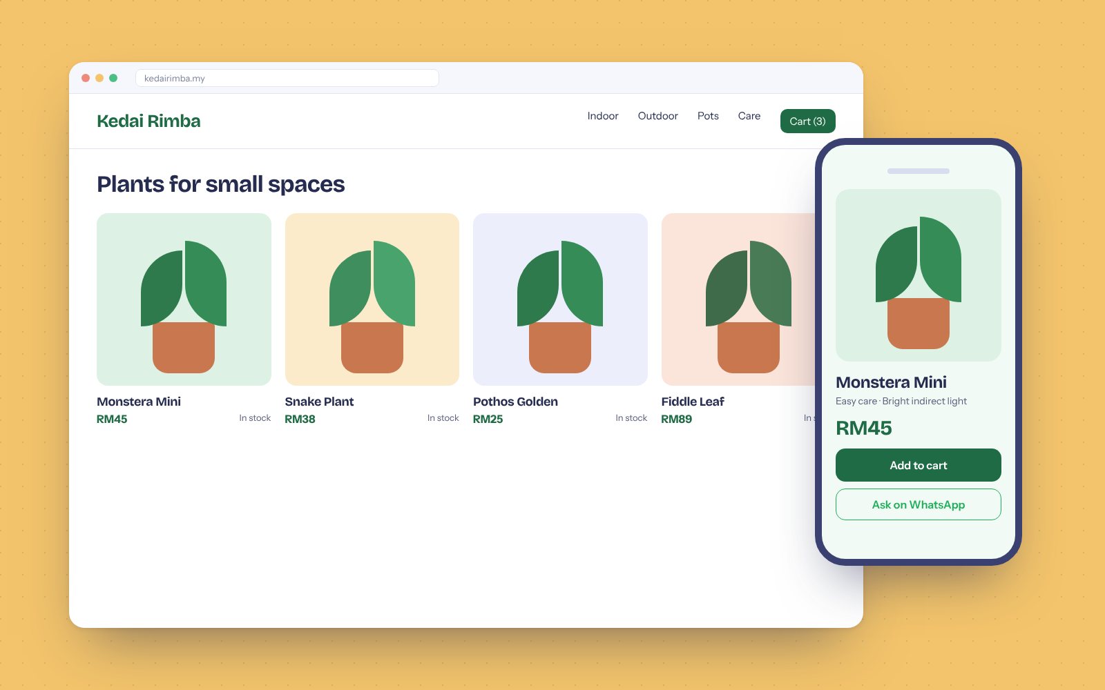 Kedai Rimba online plant store on desktop and mobile